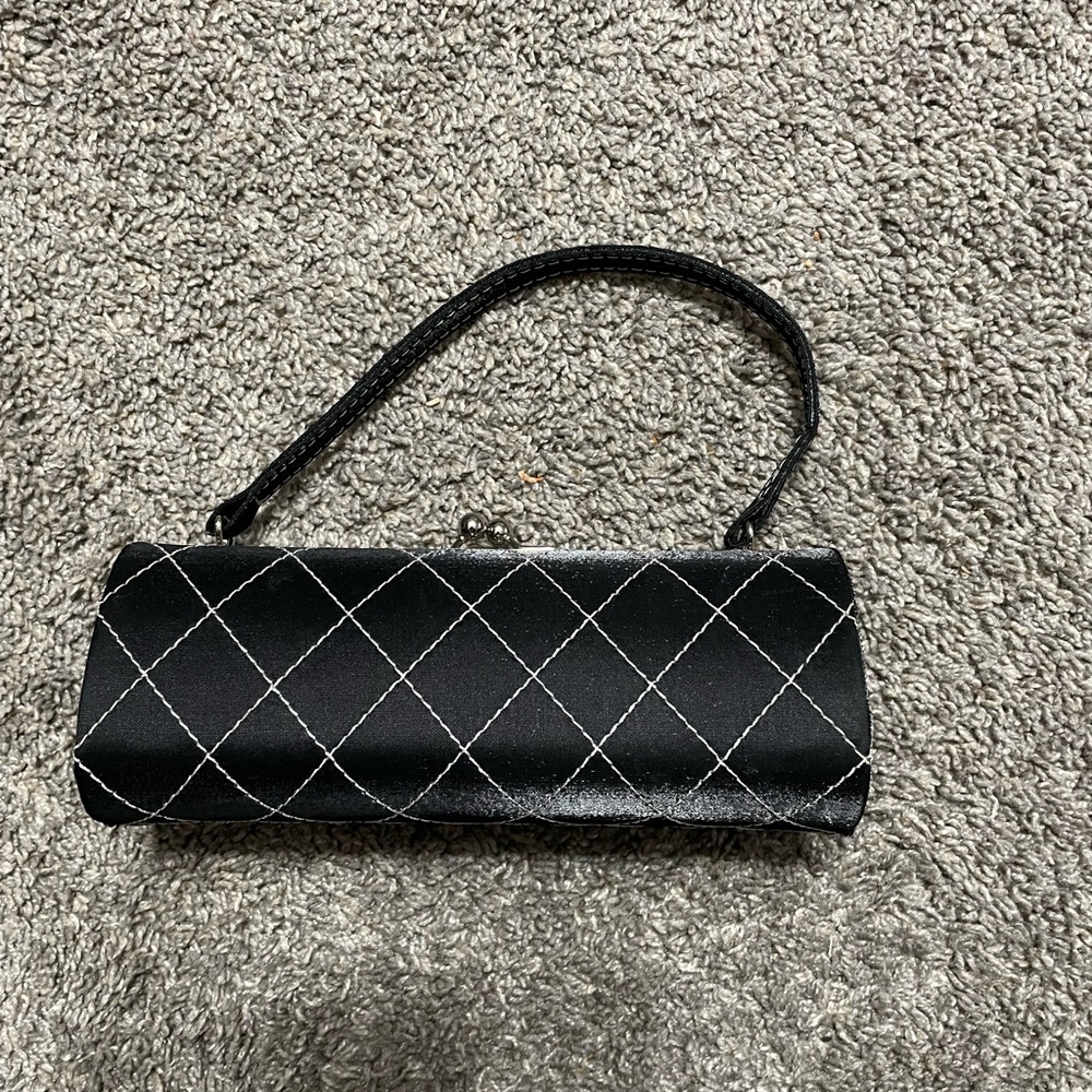 Little Black Purse 8” long 4” high 3”wide Clutch Party Wedding Event Cocktail‎